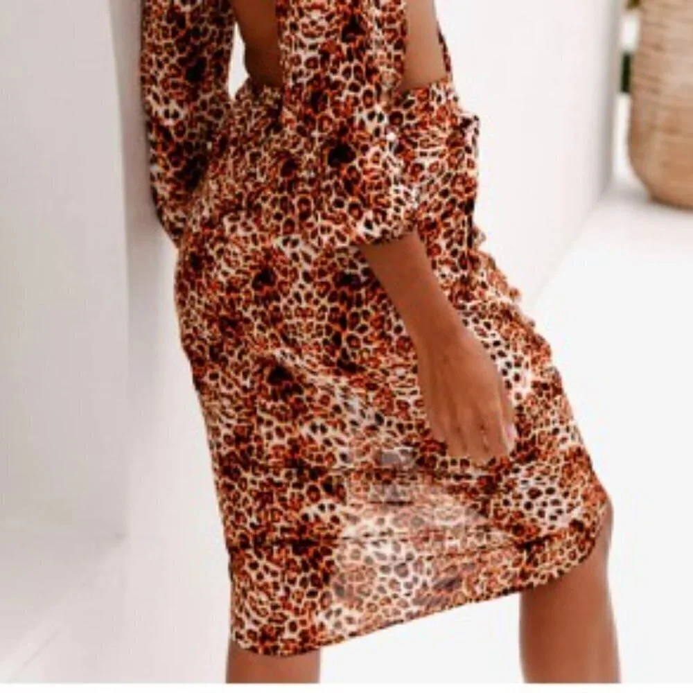 NWT VDM The Label Stassie Leopard Print Ruched Detail Skirt Small